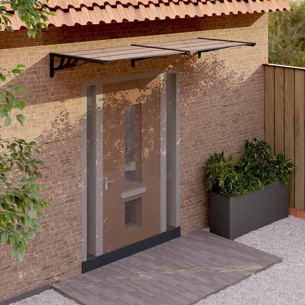 vidaXL Polycarbonate Door Awning 239x90 cm Black - Image 1 of 5