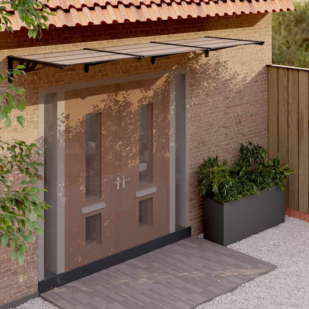 vidaXL Polycarbonate Door Awning, 152.5x90 cm, Black - Image 2 of 15