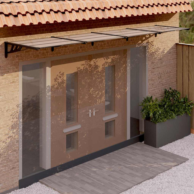 vidaXL Door Canopy, Polycarbonate and Aluminum, 396x90 cm, Black - Image 1 of 5