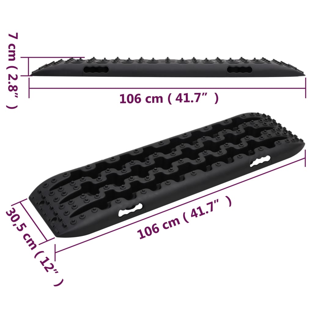 vidaXL Tavole di Trazione 2 pz Nere 106x30,5x7 cm Nylon - Image 6 of 6