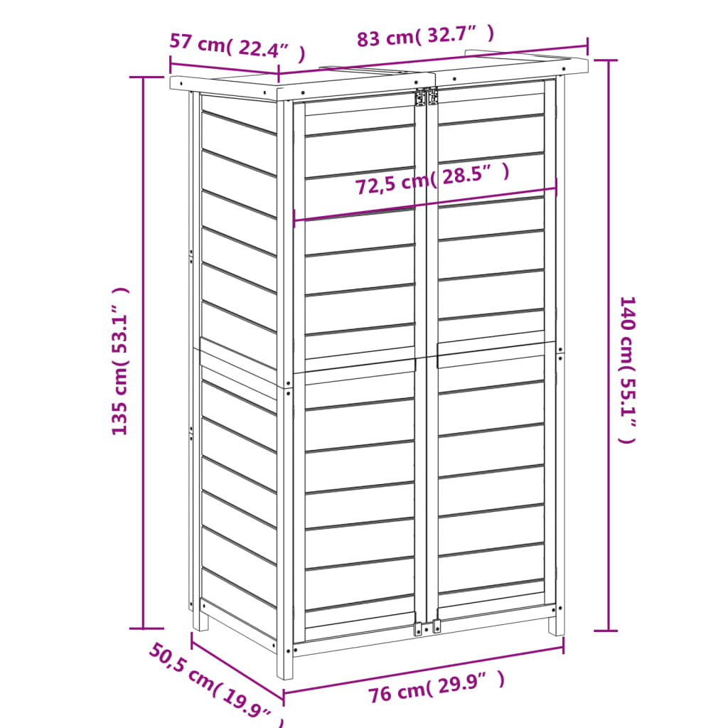 vidaXL Solid Pine Wood Garden Shed 83x57x140 cm Moka - Image 7 of 8