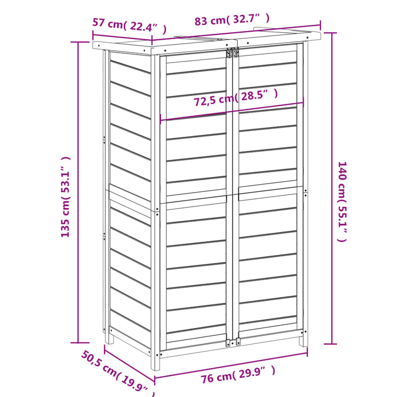 vidaXL Solid Pine Wood Garden Shed 83x57x140 cm Moka - Image 7 of 8