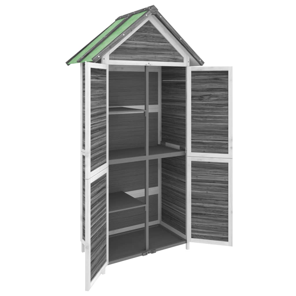 Cobertizo de jardín vidaXL de madera maciza de pino con techo impermeable, 89x52,5x175 cm, gris y blanco - Image 4 of 8