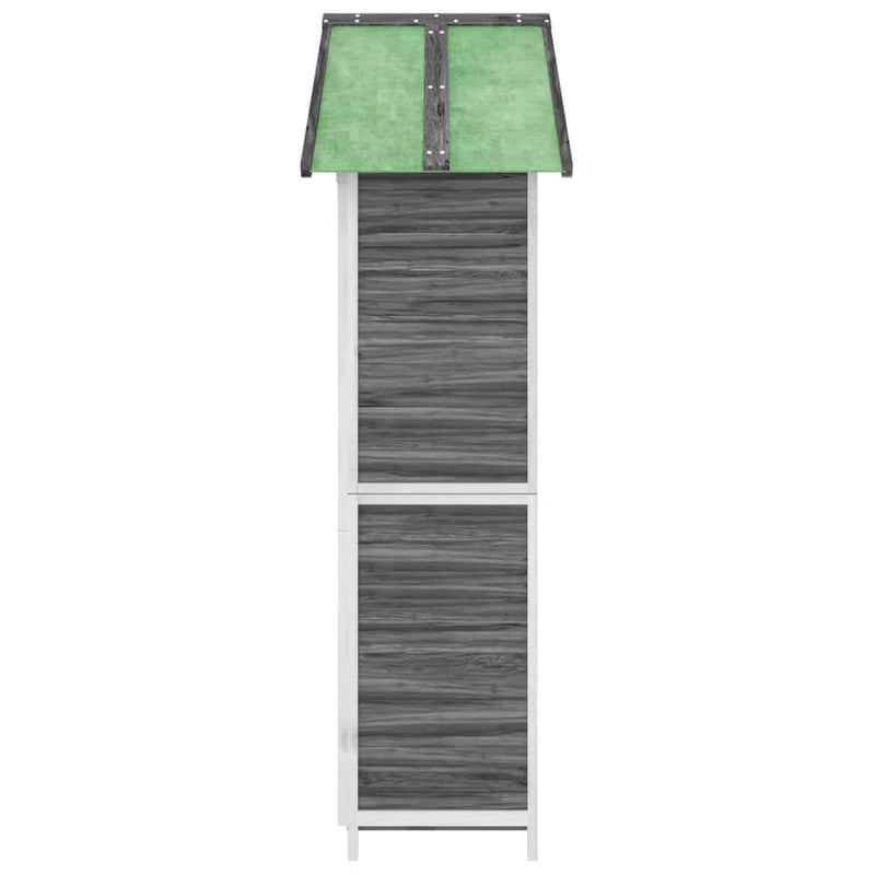 Cobertizo de jardín vidaXL de madera maciza de pino con techo impermeable, 89x52,5x175 cm, gris y blanco - Image 5 of 8
