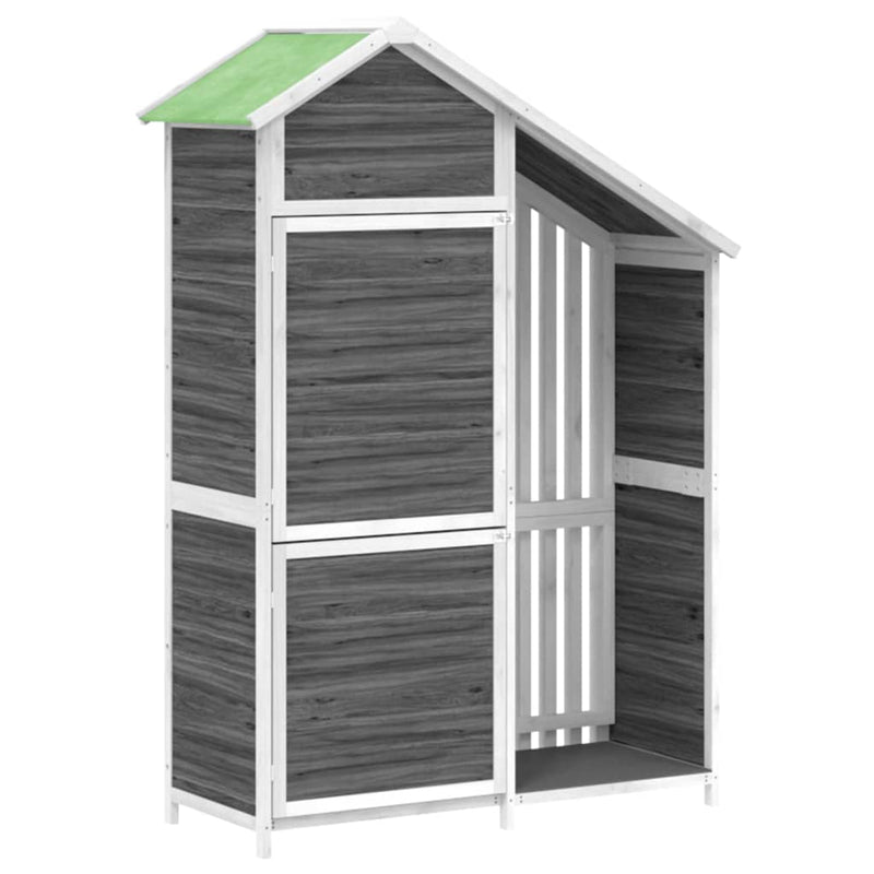 vidaXL Cobertizo de Jardín Madera Maciza de Pino 120x53,5x170 cm Gris - Image 2 of 8