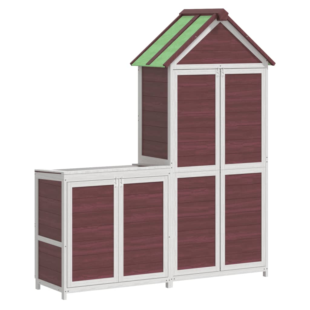 vidaXL Set of 2 Solid Pine Wood Garden Tool Sheds, Mocha - Image 2 of 12
