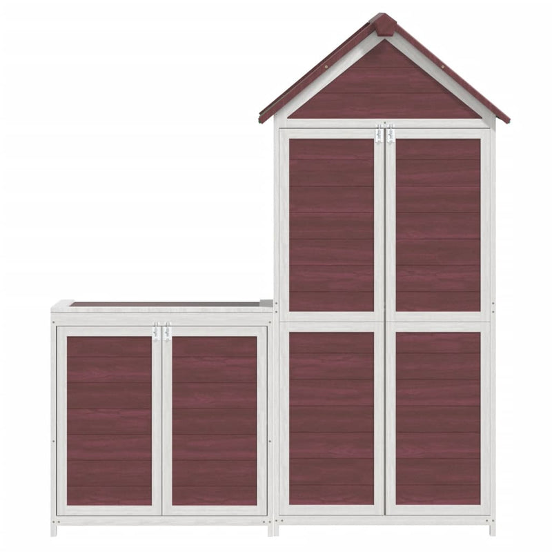 vidaXL Set of 2 Solid Pine Wood Garden Tool Sheds, Mocha - Image 4 of 12
