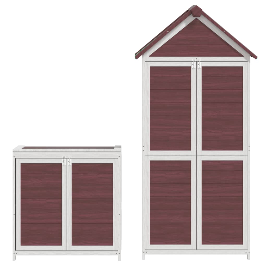 vidaXL Set of 2 Solid Pine Wood Garden Tool Sheds, Mocha - Image 5 of 12