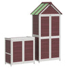 vidaXL Set of 2 Solid Pine Wood Garden Tool Sheds, Mocha - Image 6 of 12