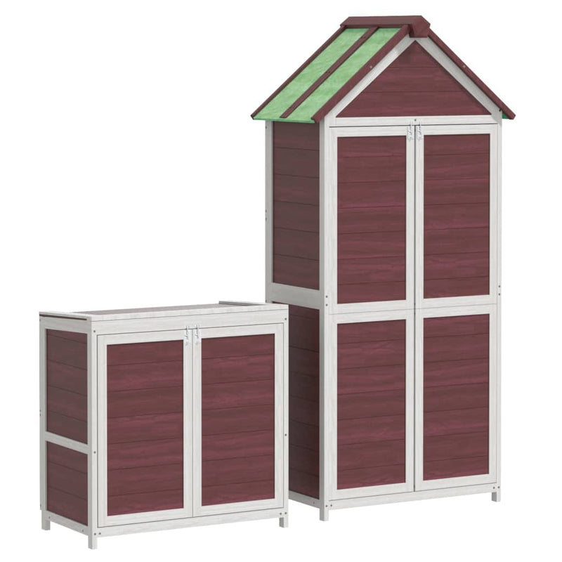 vidaXL Set of 2 Solid Pine Wood Garden Tool Sheds, Mocha - Image 6 of 12