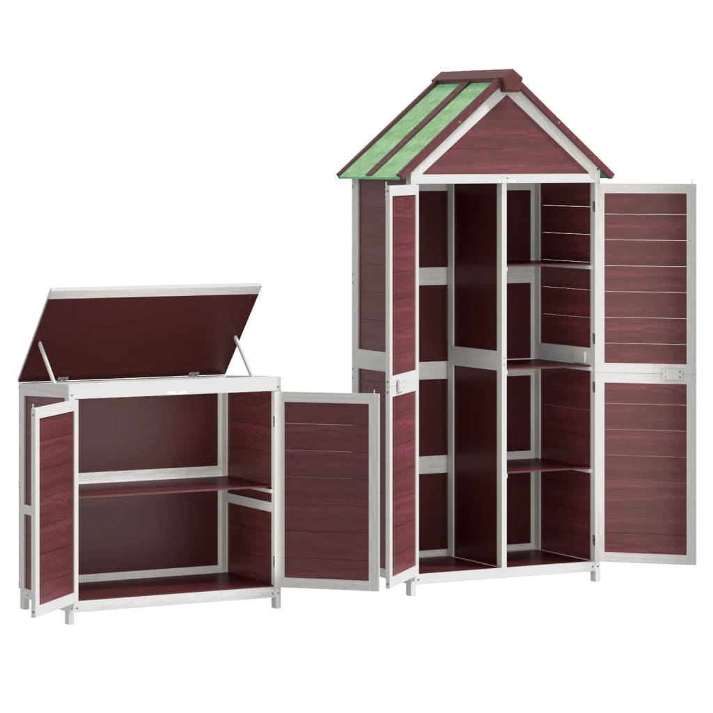 vidaXL Set of 2 Solid Pine Wood Garden Tool Sheds, Mocha - Image 7 of 12