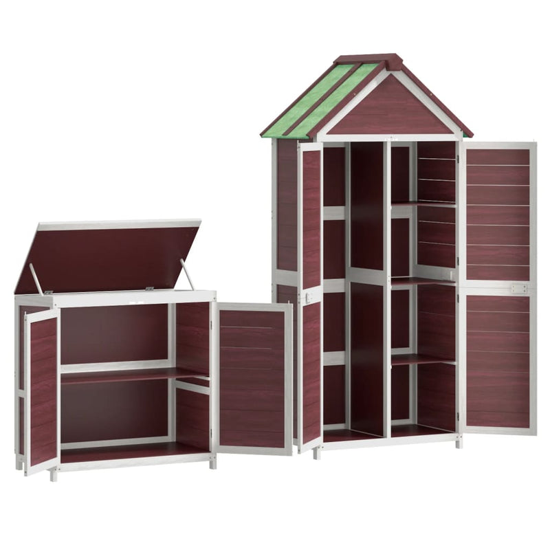 vidaXL Set of 2 Solid Pine Wood Garden Tool Sheds, Mocha - Image 7 of 12
