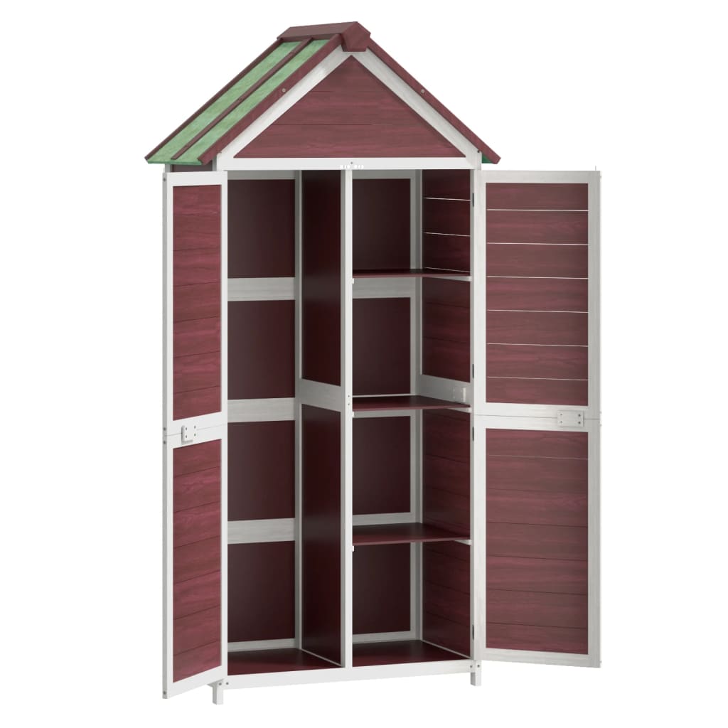 vidaXL Set of 2 Solid Pine Wood Garden Tool Sheds, Mocha - Image 9 of 12