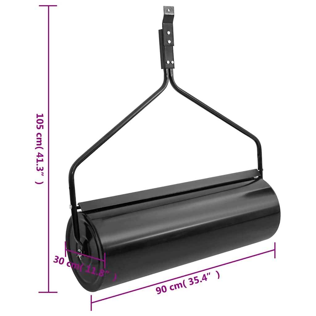 vidaXL Rullo da Giardino a Spinta Nero 63 L Ferro - Image 4 of 4