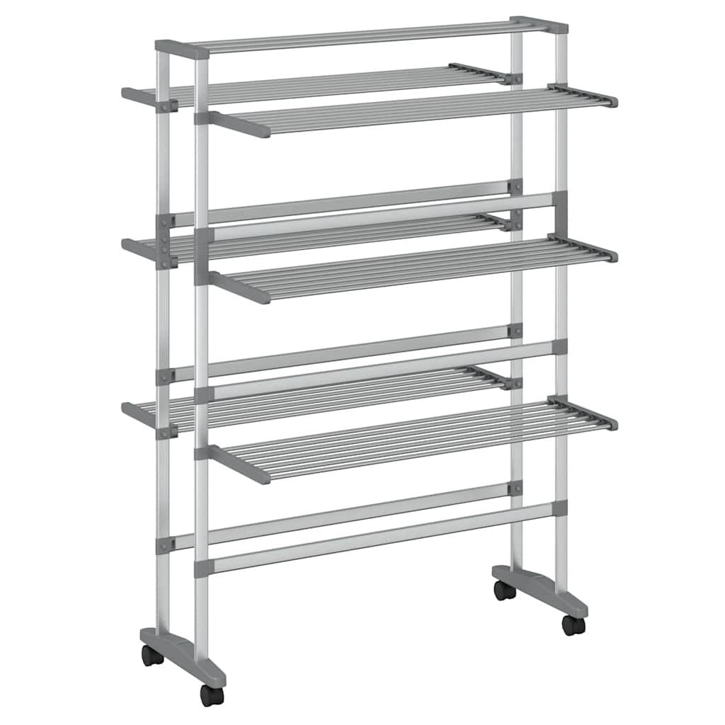 vidaXL Stendibiancheria con Ruote 89x64x129 cm in Alluminio - Image 2 of 7