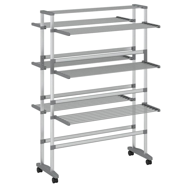 vidaXL Stendibiancheria con Ruote 89x64x129 cm in Alluminio - Image 2 of 7