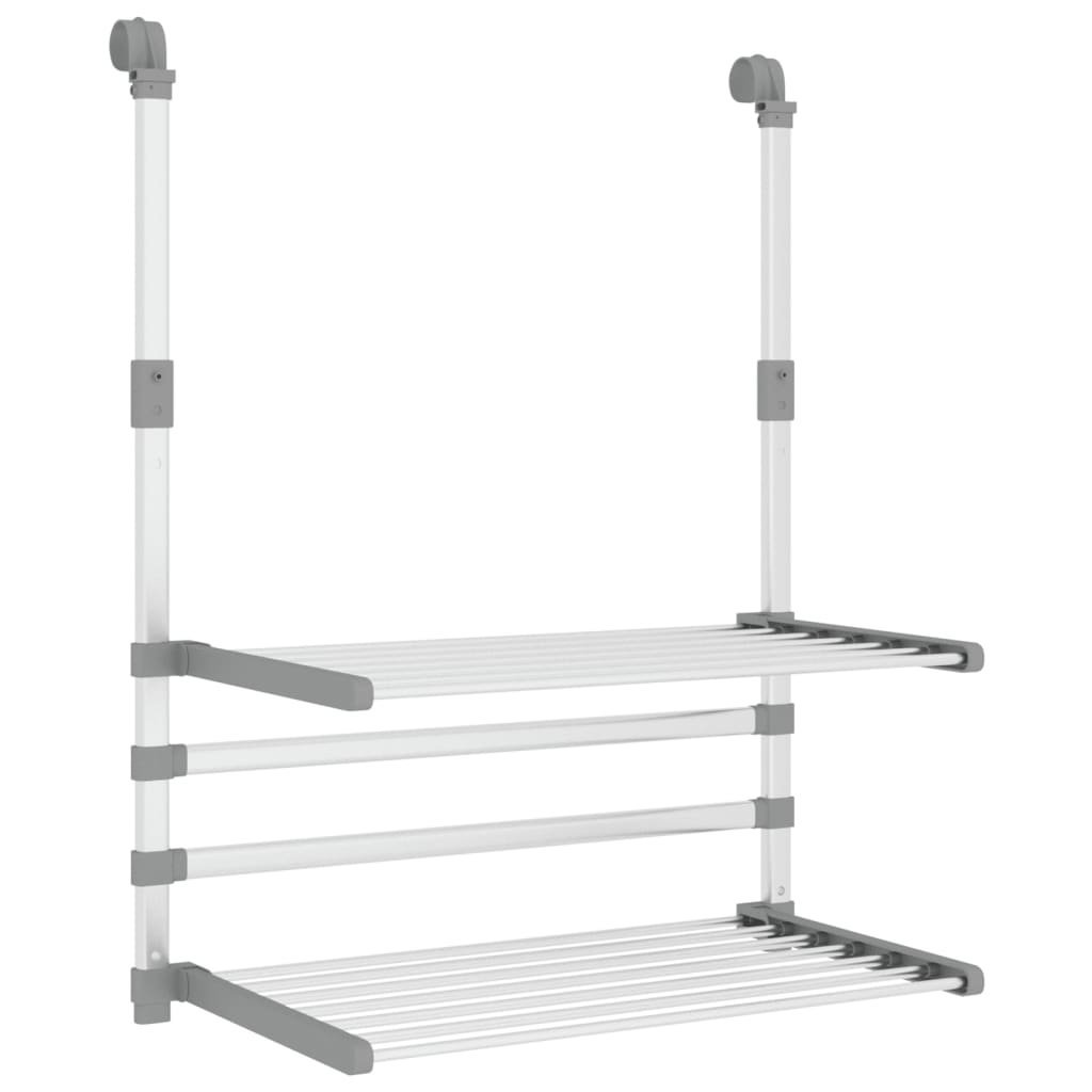 vidaXL Stendino da Balcone in Alluminio Pieghevole 54x25x42 cm Argento - Image 2 of 7