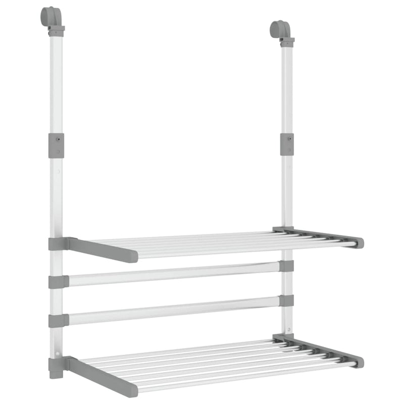 vidaXL Stendino da Balcone in Alluminio Pieghevole 54x25x42 cm Argento - Image 2 of 7