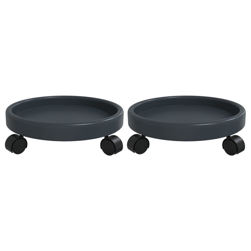 Set 2 Carrelli per Piante in Polietilene Ø 34 cm Grigio, Portata 35 kg - immagine 2 | SolPatio - Image 2 of 8