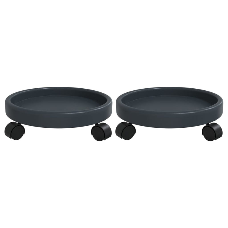 Set 2 Carrelli per Piante in Polietilene Ø 34 cm Grigio, Portata 35 kg - immagine 2 | SolPatio - Image 2 of 8