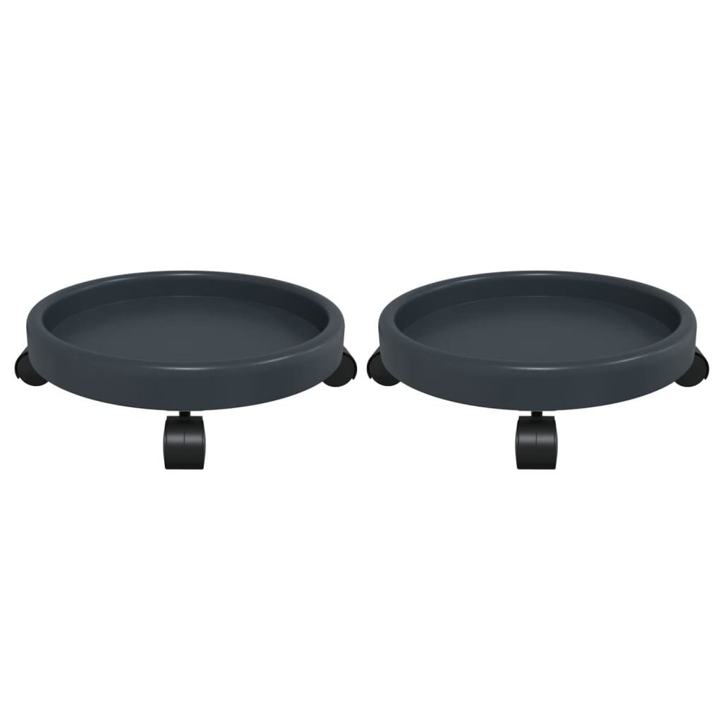 Set 2 Carrelli per Piante in Polietilene Ø 34 cm Grigio, Portata 35 kg - immagine 3 | SolPatio - Image 3 of 8