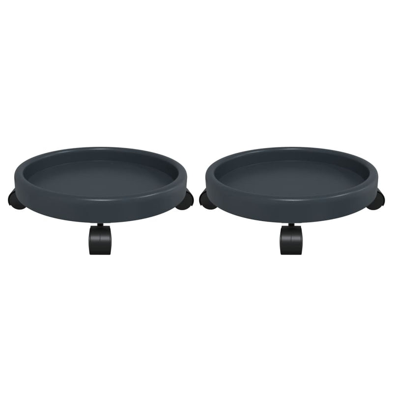 Set 2 Carrelli per Piante in Polietilene Ø 34 cm Grigio, Portata 35 kg - immagine 3 | SolPatio - Image 3 of 8