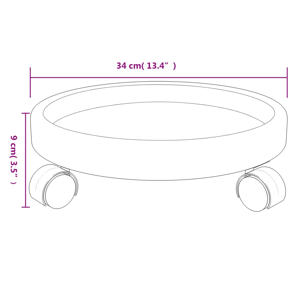 Set 2 Carrelli per Piante in Polietilene Ø 34 cm Grigio, Portata 35 kg - immagine 8 | SolPatio - Image 8 of 8