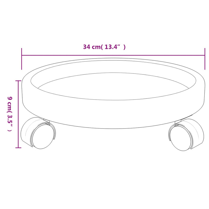Set 2 Carrelli per Piante in Polietilene Ø 34 cm Grigio, Portata 35 kg - immagine 8 | SolPatio - Image 8 of 8