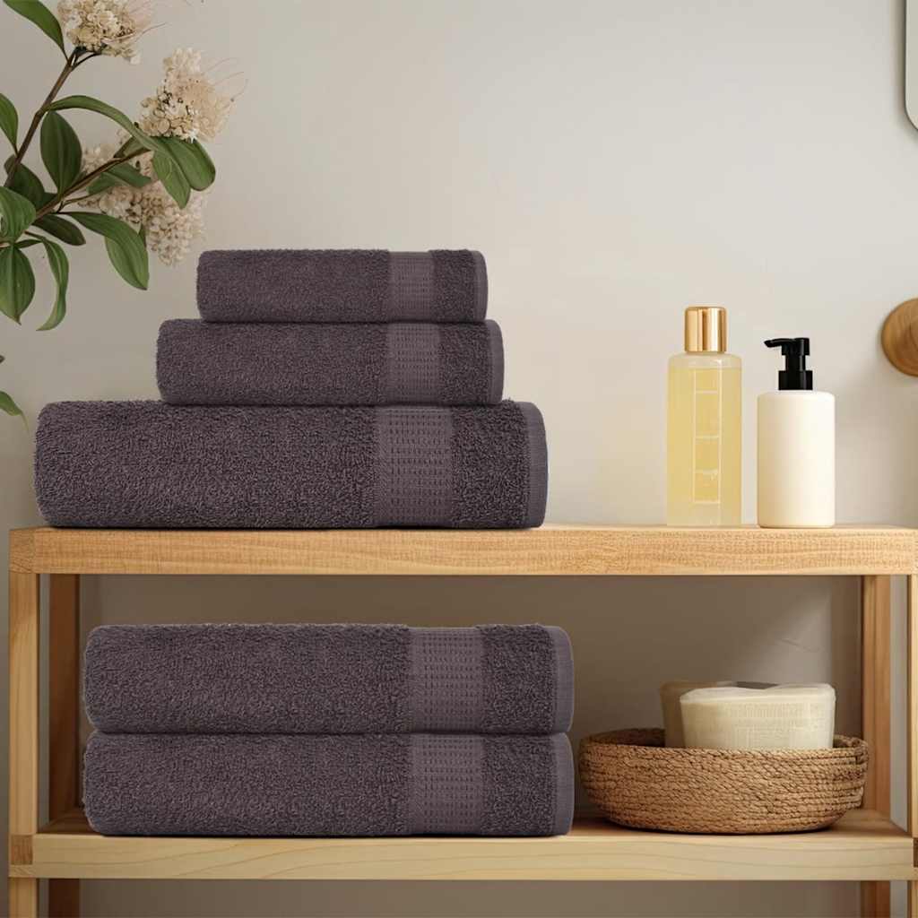 vidaXL Asciugamani per ospiti 100% Cotone 360 g/m² 30 x 50 cm Antracite - Image 5 of 15
