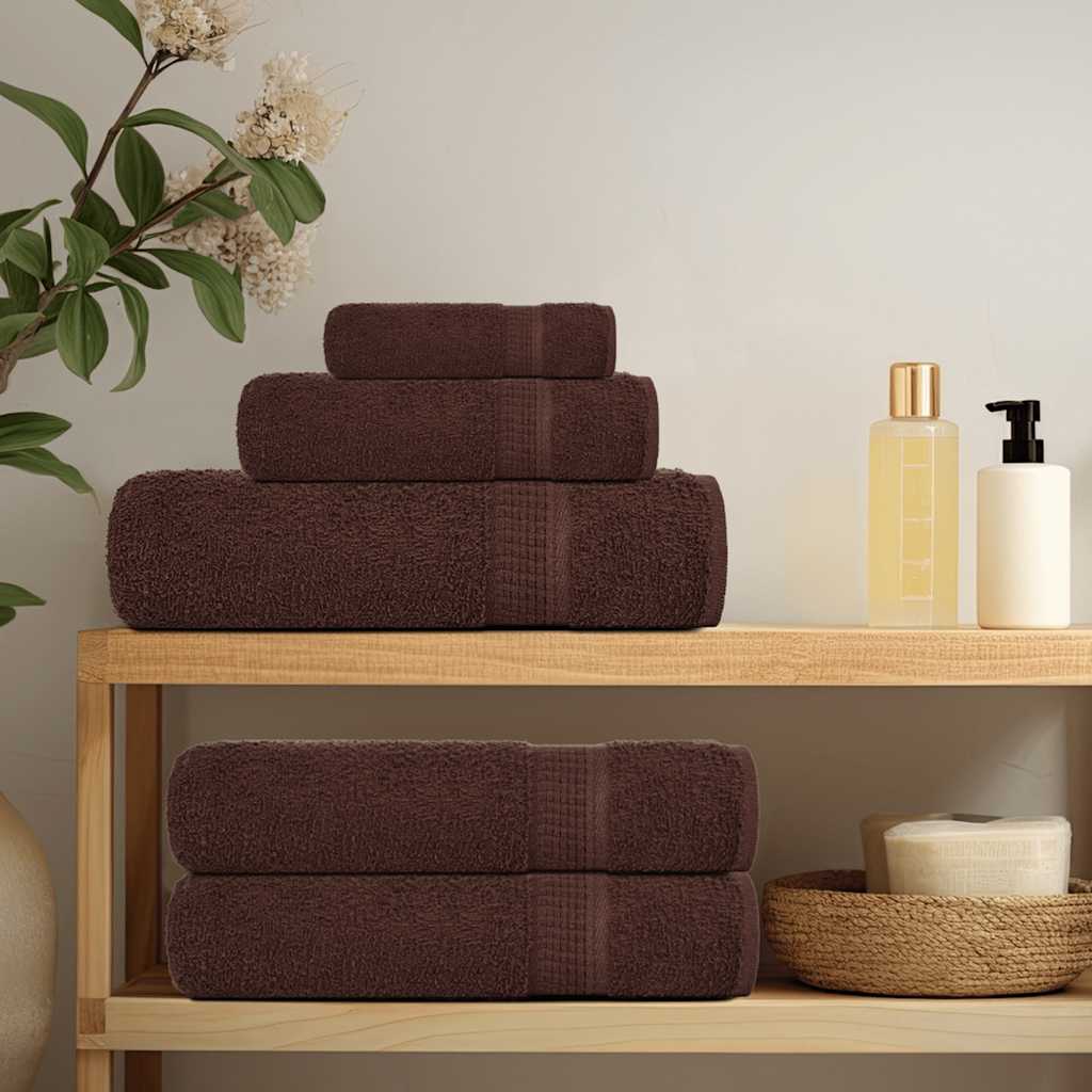vidaXL Asciugamani FROGN in Cotone 360 g/m² 50x100 cm Marrone (Set di 4) - Image 4 of 10