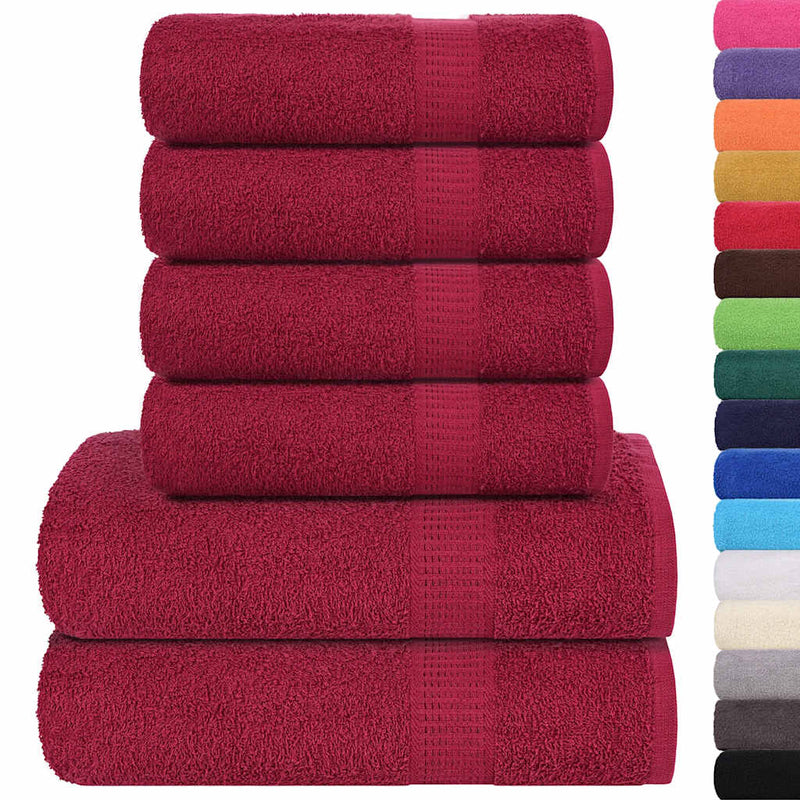 vidaXL Set di asciugamani 6 pezzi FROGN Bordeaux 360 g/m² - Image 1 of 5
