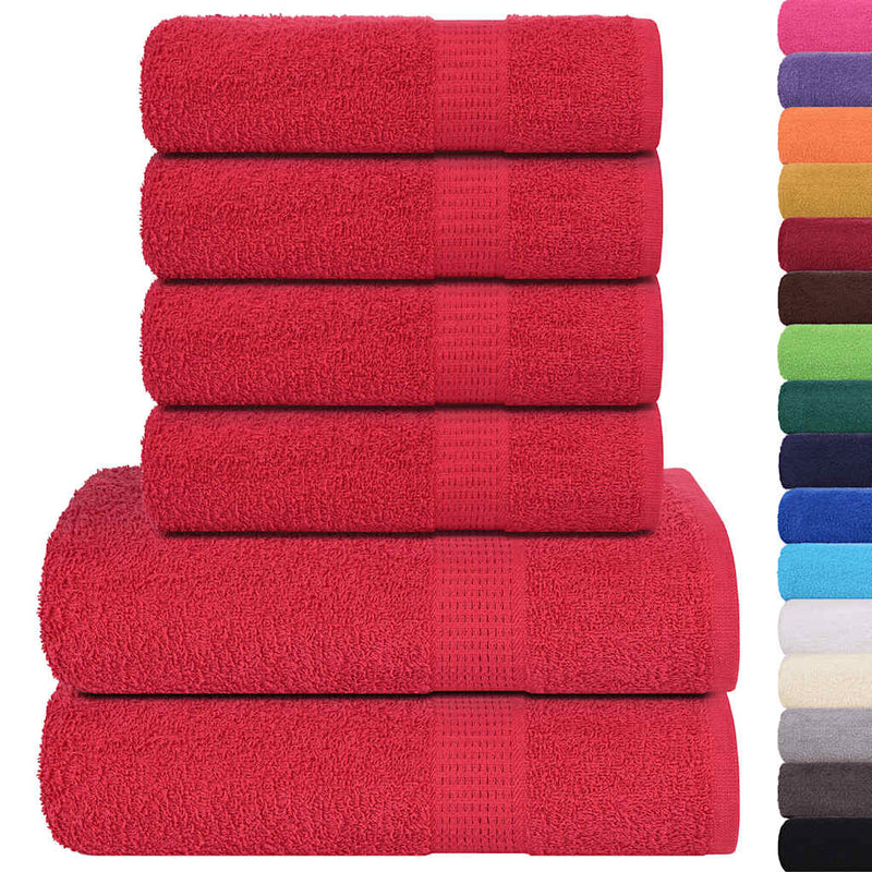 vidaXL Set di asciugamani 6 pezzi FROGN Rosso 360 g/m² - Image 1 of 5