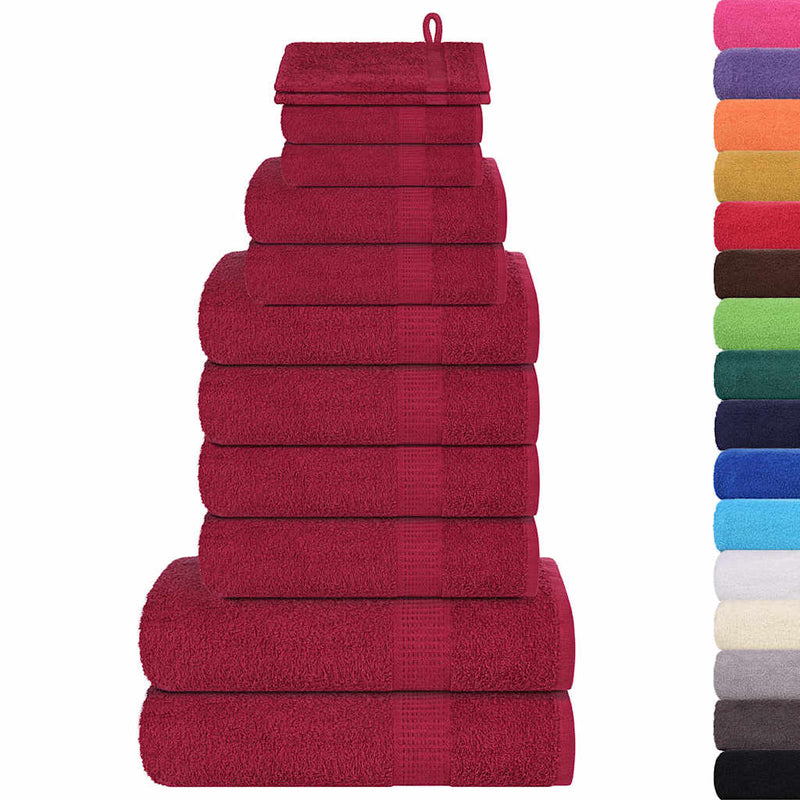 vidaXL Set di asciugamani 12 pezzi FROGN Bordeaux 360 g/m² - Image 1 of 5