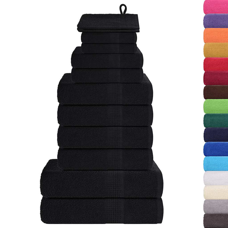 vidaXL Set di asciugamani 12 pezzi FROGN Nero 360 g/m² - Image 1 of 5