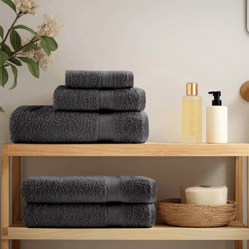 vidaXL Set 4 Asciugamani per Ospiti 100% Cotone 600 g/m² 30x50 cm Antracite - Image 4 of 15