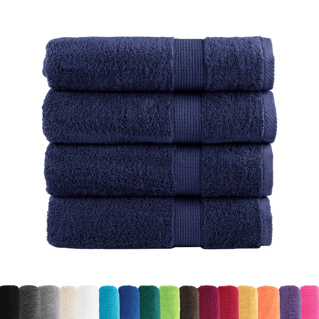 vidaXL Asciugamani da doccia premium SOLUND 4 pezzi blu navy 70x140 cm 600 g/m² - Image 1 of 5