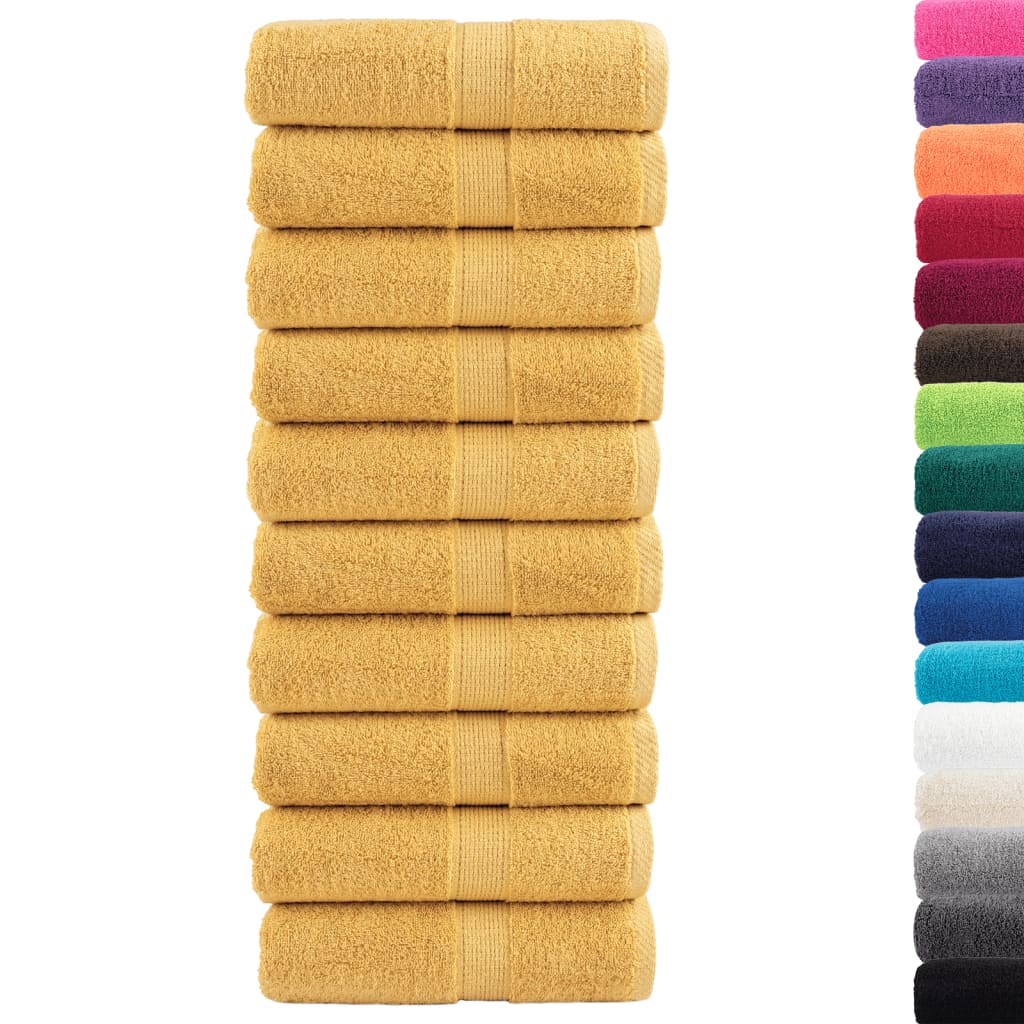 vidaXL Asciugamani Premium SOLUND 10 pz Oro 30x30 cm 600 g/m² - Image 1 of 5