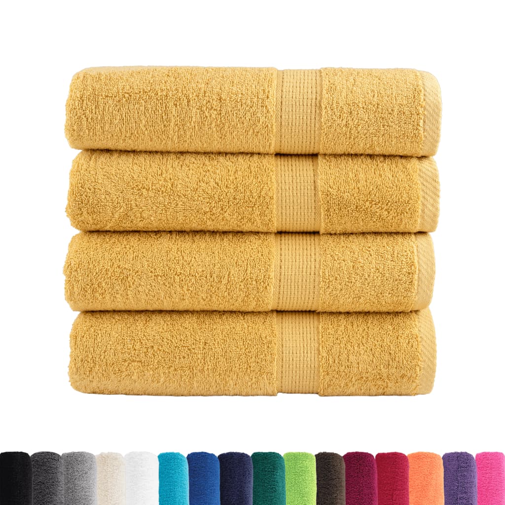 vidaXL Asciugamani da doccia premium SOLUND 4 pezzi Oro 70x140 cm 600 g/m² - Image 1 of 5
