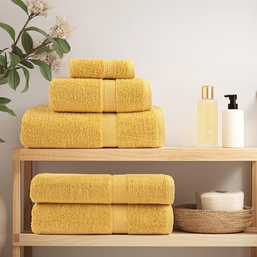 vidaXL Asciugamani da doccia premium SOLUND 4 pezzi Oro 70x140 cm 600 g/m² - Image 2 of 5