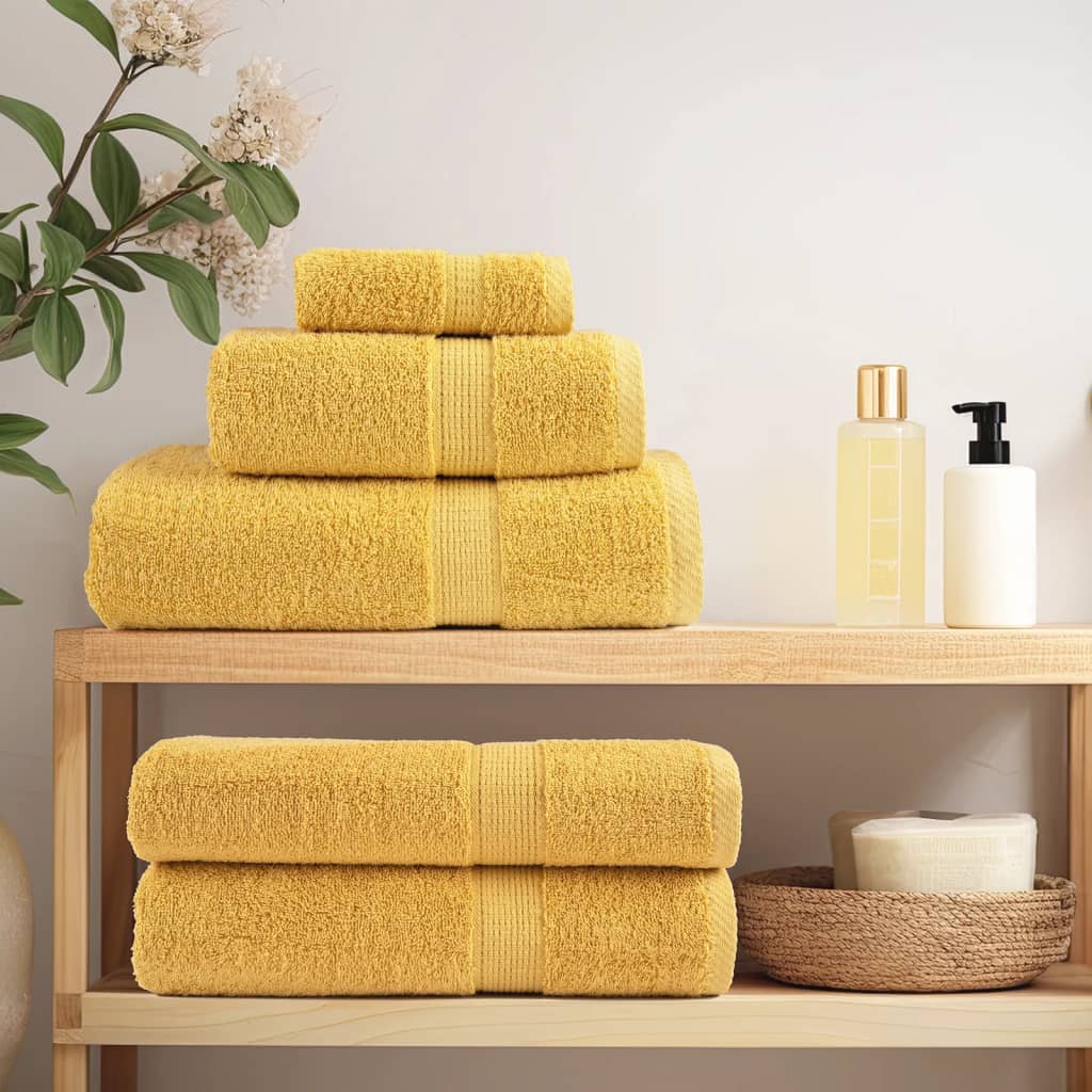 vidaXL Asciugamani da bagno Premium SOLUND 4 pz Oro 100x150 cm 600 g/m² - Image 2 of 5