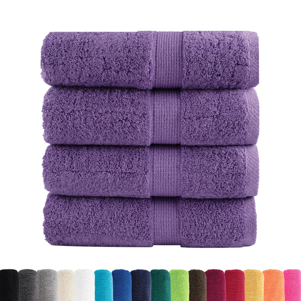 vidaXL Asciugamani Premium SOLUND 4 pz Viola 30x30 cm 600 g/m² - Image 1 of 5