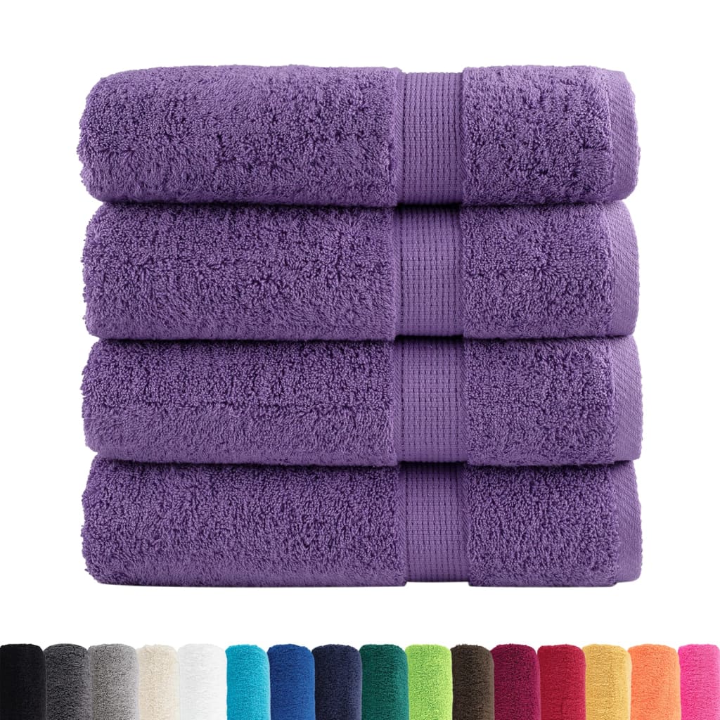 vidaXL Asciugamani da bagno Premium SOLUND 4 pz Viola 100x150 cm 600 g/m² - Image 1 of 5