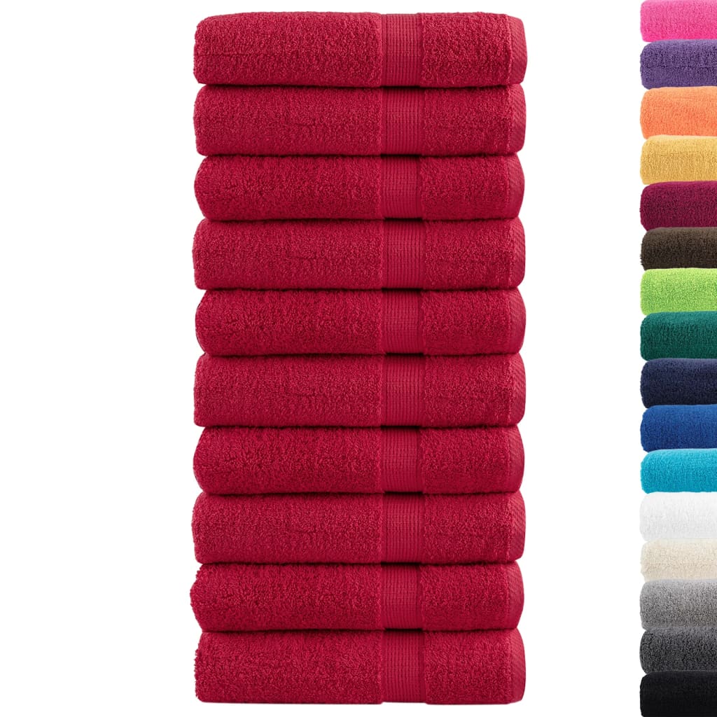 vidaXL Asciugamani da bagno Premium SOLUND 10 pz Rosso 100x150 cm 600 g/m² - Image 1 of 5