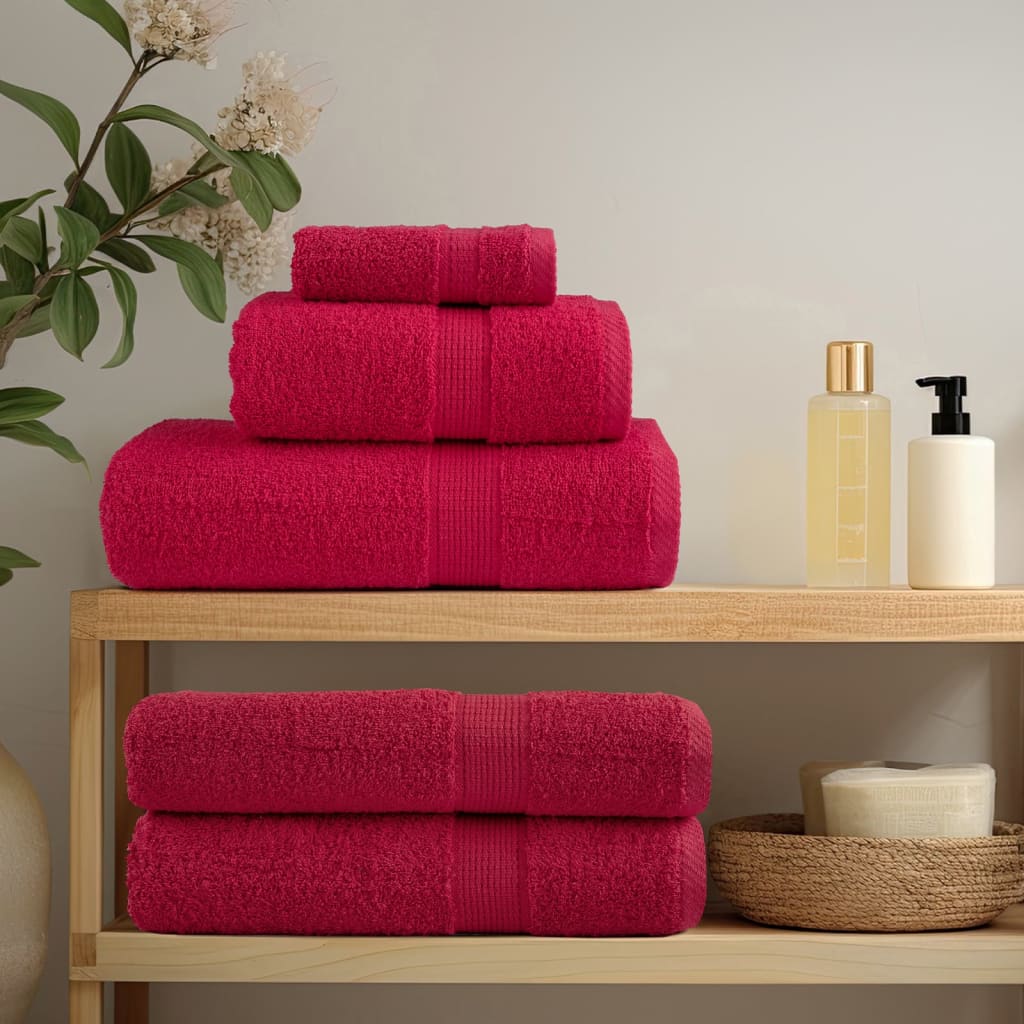 vidaXL Asciugamani da bagno Premium SOLUND 10 pz Rosso 100x150 cm 600 g/m² - Image 2 of 5