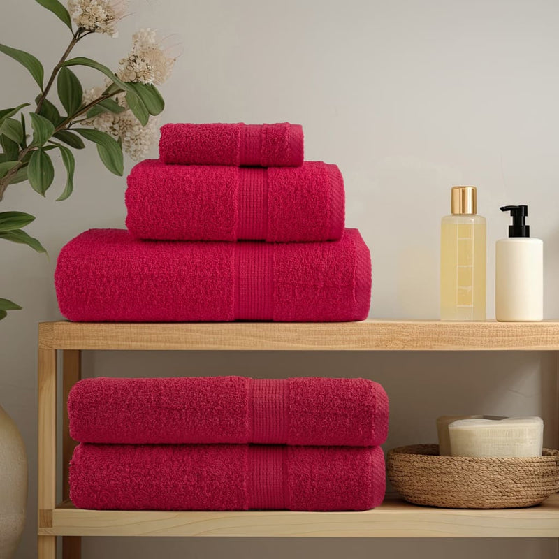 vidaXL Asciugamani da bagno Premium SOLUND 10 pz Rosso 100x150 cm 600 g/m² - Image 2 of 5