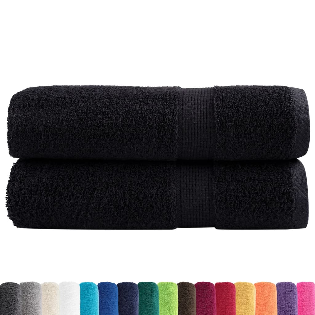 vidaXL Asciugamani da bagno Premium SOLUND 2 pz Nero 100x150 cm 600 g/m² - Image 1 of 5