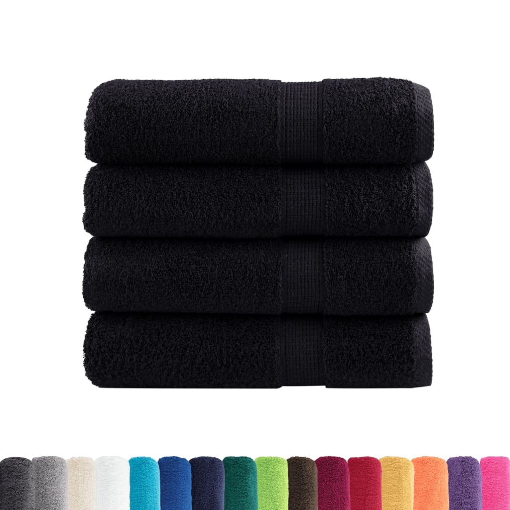 vidaXL Asciugamani da bagno Premium SOLUND 4 pz Nero 100x150 cm 600 g/m² - Image 1 of 5