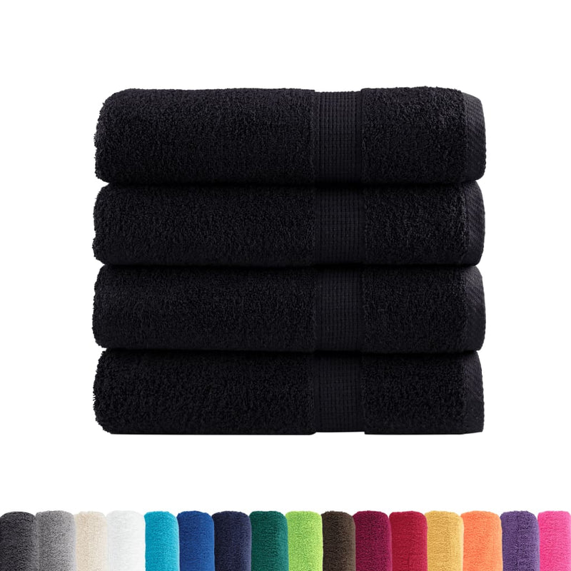 vidaXL Asciugamani da bagno Premium SOLUND 4 pz Nero 100x150 cm 600 g/m² - Image 1 of 5