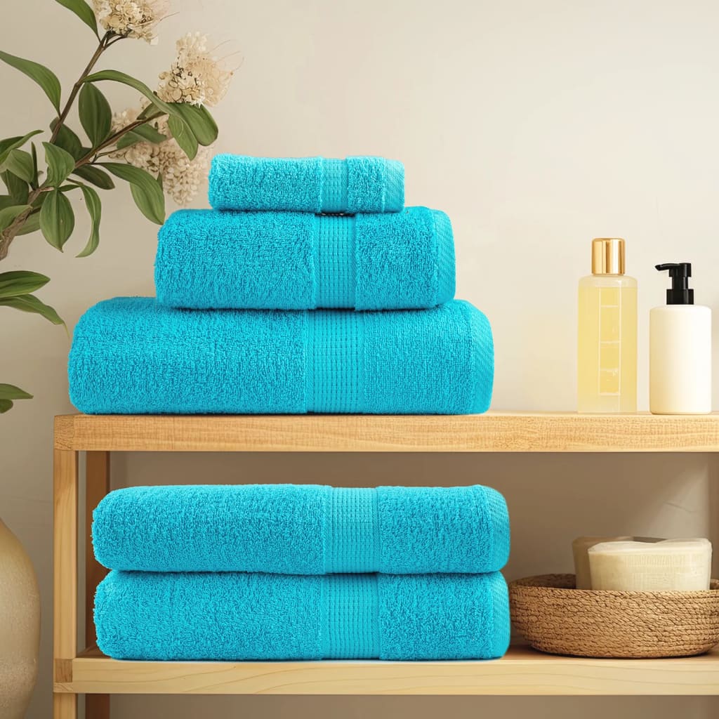 vidaXL Asciugamani Doccia SOLUND 10 pz Turchesi 70x140cm 600 g/m² - Image 2 of 5