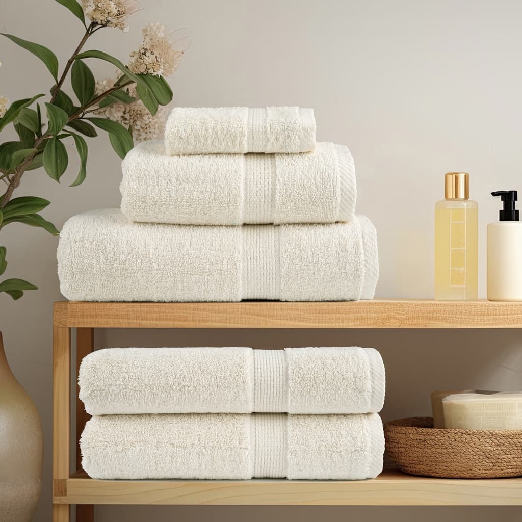 vidaXL Asciugamani da bagno Premium SOLUND 4 pz Crema 100x150 cm 600 g/m² - Image 2 of 5
